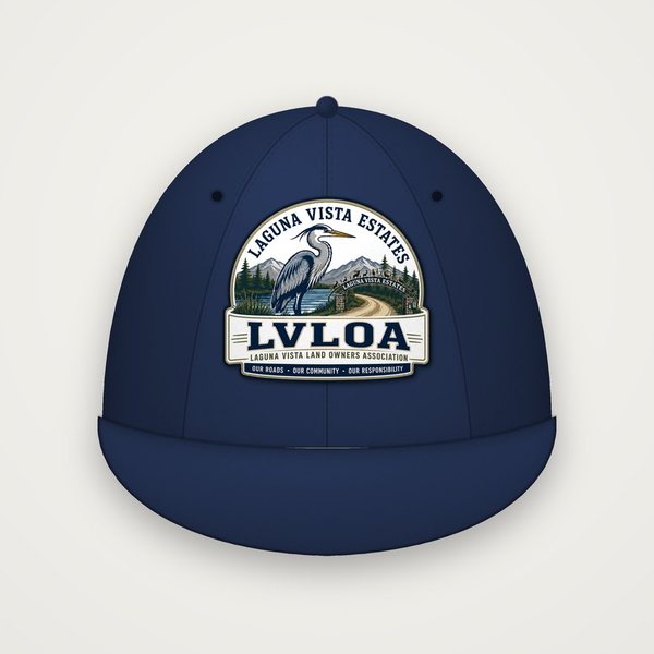 Navy baseball cap with the Laguna Vista Estates heron logo on the front