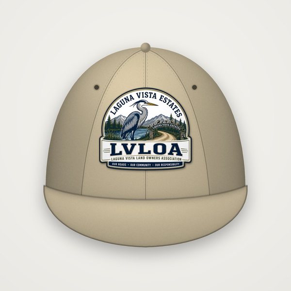 Stone (khaki) baseball cap with the heron logo on the front